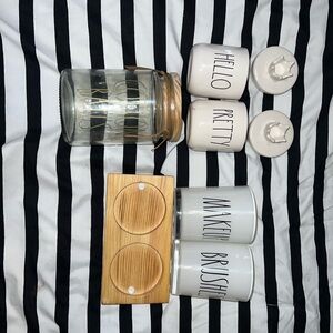 Rae Dunn White and Brown Vanity Tray Bath Accessory